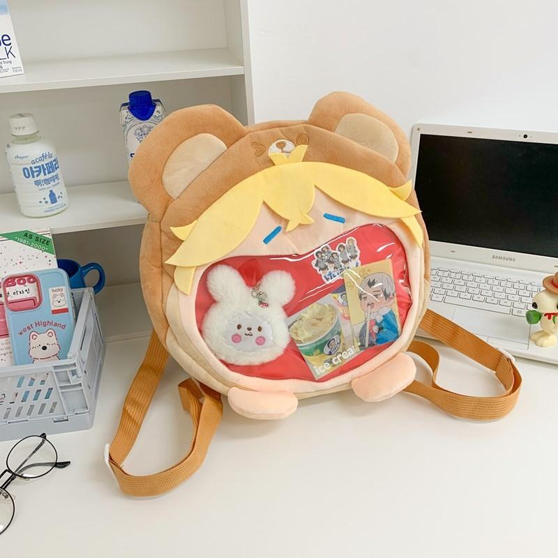 Anime Character Theme Plush Backpack Outdoor Large Capacity Transparent Itabag