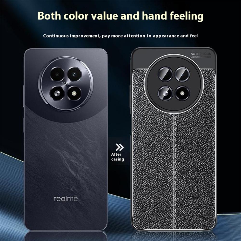 For Realme 13 5G Case Litchi Texture TPU Flexible Phone Cover,Black