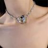 Shine Big Heart Crystal Choker Necklaces for Women Geometric Rhinestones Necklaces Statement Zircon Party Gifts