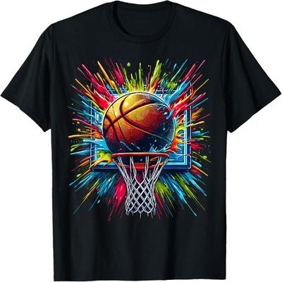 Basketball Tie Dye Farbklecks Bunt Basketballkorb T-Shirt