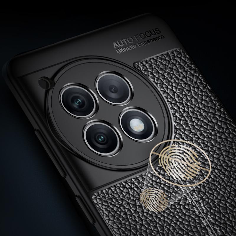 For OnePlus Ace 3 5G/12R 5G Case Litchi Texture Anti-fingerprint TPU Phone Protective Cover