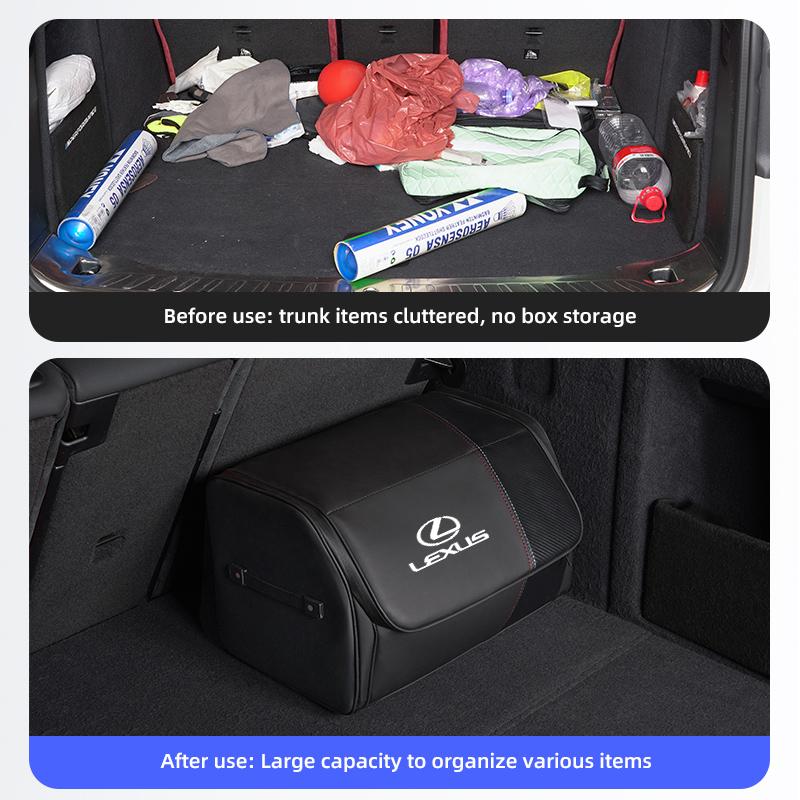 Car High-capacity Leather Storage Bag Car Trunk Organizing Box For Lexus FSPORT LBX NX RX 350h 450h ES UX 300e GS GX IS LS LX