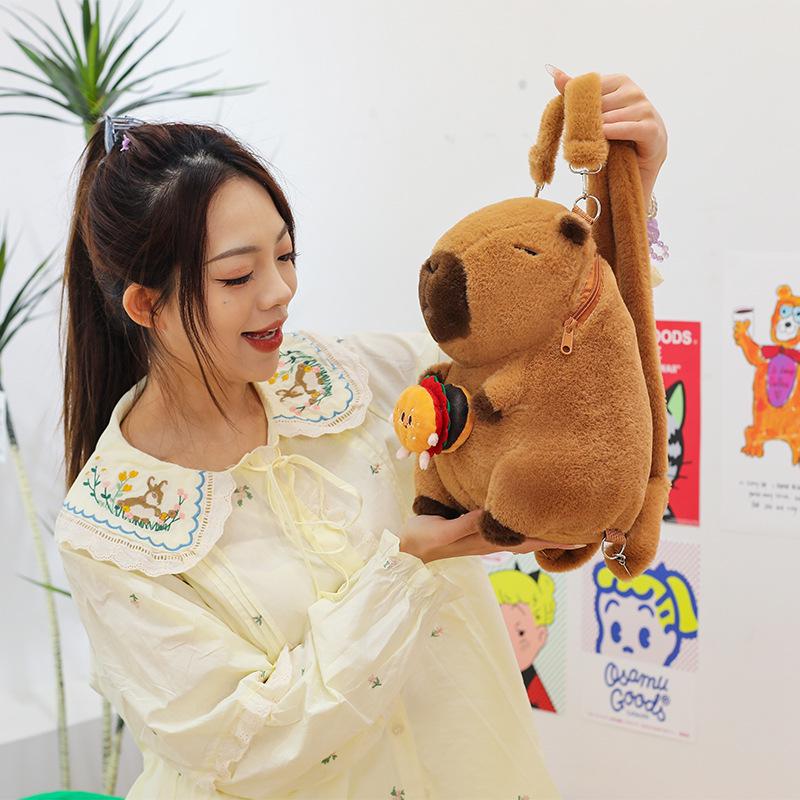 Cute Capybara Backpack Plush Toy Doll Stuffed Animal Gift for Girls' Birthday