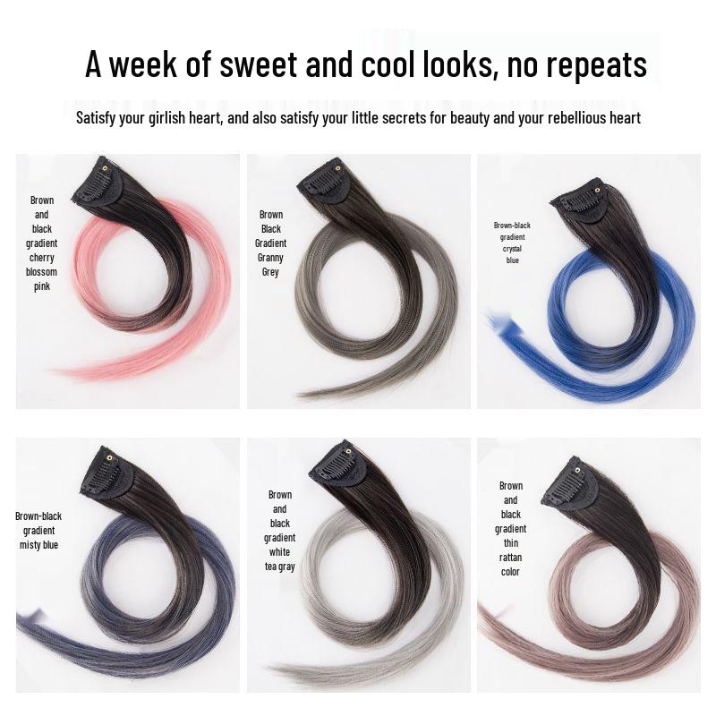 Gradient Ear-Hanging Highlight Hair Extensions - Dopamine Style, Internet Celebrity Inspired, Seamless Natural-Looking Colored Hair Pieces