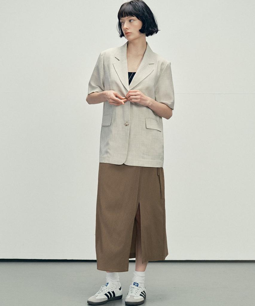 Marop 3115 Crinkle Wrap Skirt (Dark Beige)