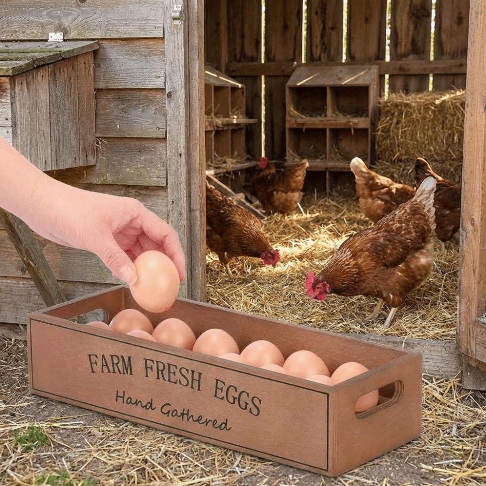 Open-Top Lid Wood Egg Case Large Capacity Egg Display Crates  Kitchen Organizer