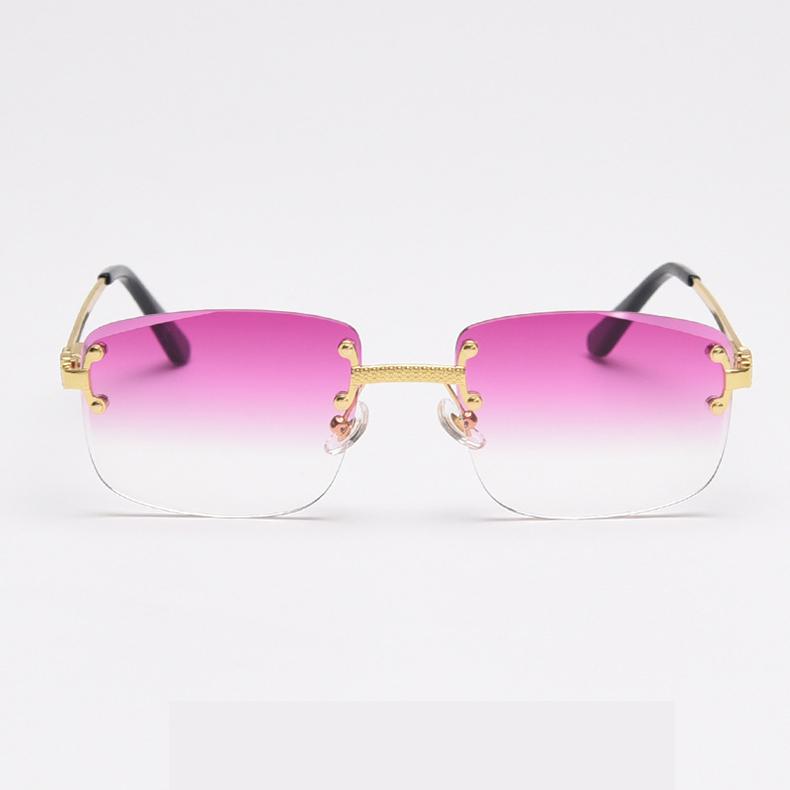 Rectangular Sun Glasses 90s Classic Fashion Summer Street Shot Decoration Luxury Metal square Frameless Sunglasses