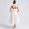 Sexy Elegant V Neck Halter High Waist A Line Long Evening Party Dress