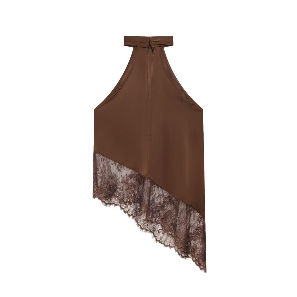 2026 Frühling Europäischer & Amerikanischer Stil Damen Spitze Patchwork Neckholder Top Weste