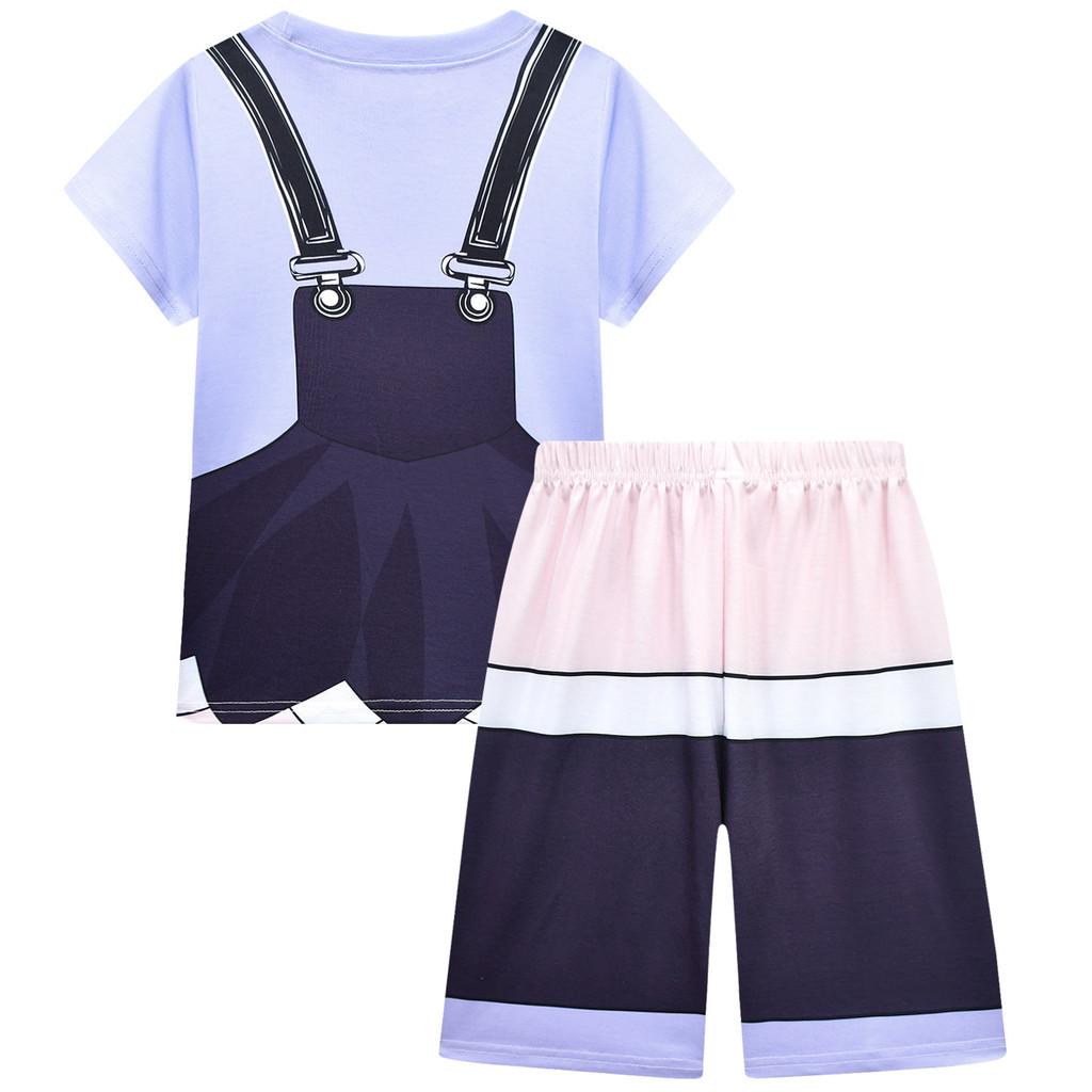 19778 Kids Girls Lily Lovebraids Printed Short Sleeves Round Neck T-Shirt Top Shorts Sets