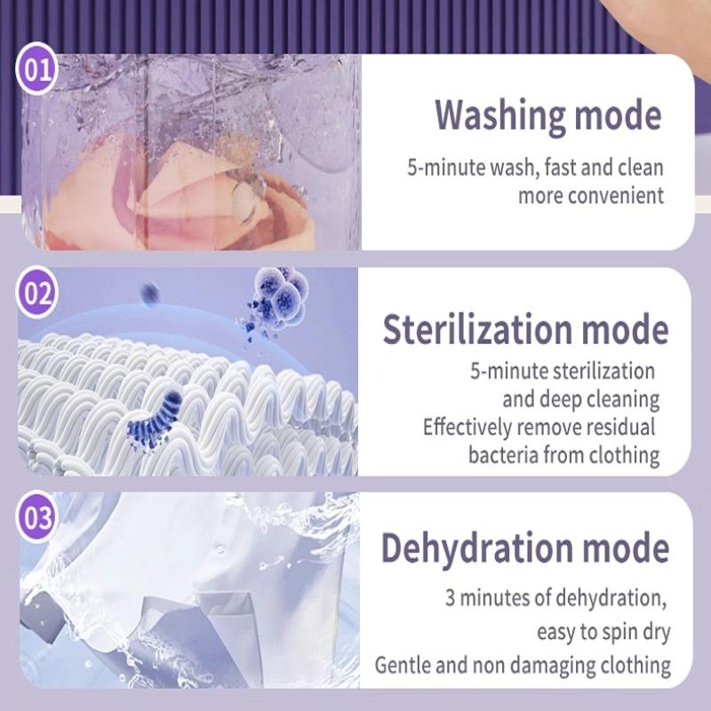 2L Wash & Dehydration-in-One Washing Machine with 390 High-Power Motor, Automatic Spin-Drying, Mini Washing Cup, and Portable Wireless Charging