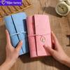 A6 Strap-Bound Vintage Trifold Loose-Leaf Student Notebook with Customizable Logo Cover