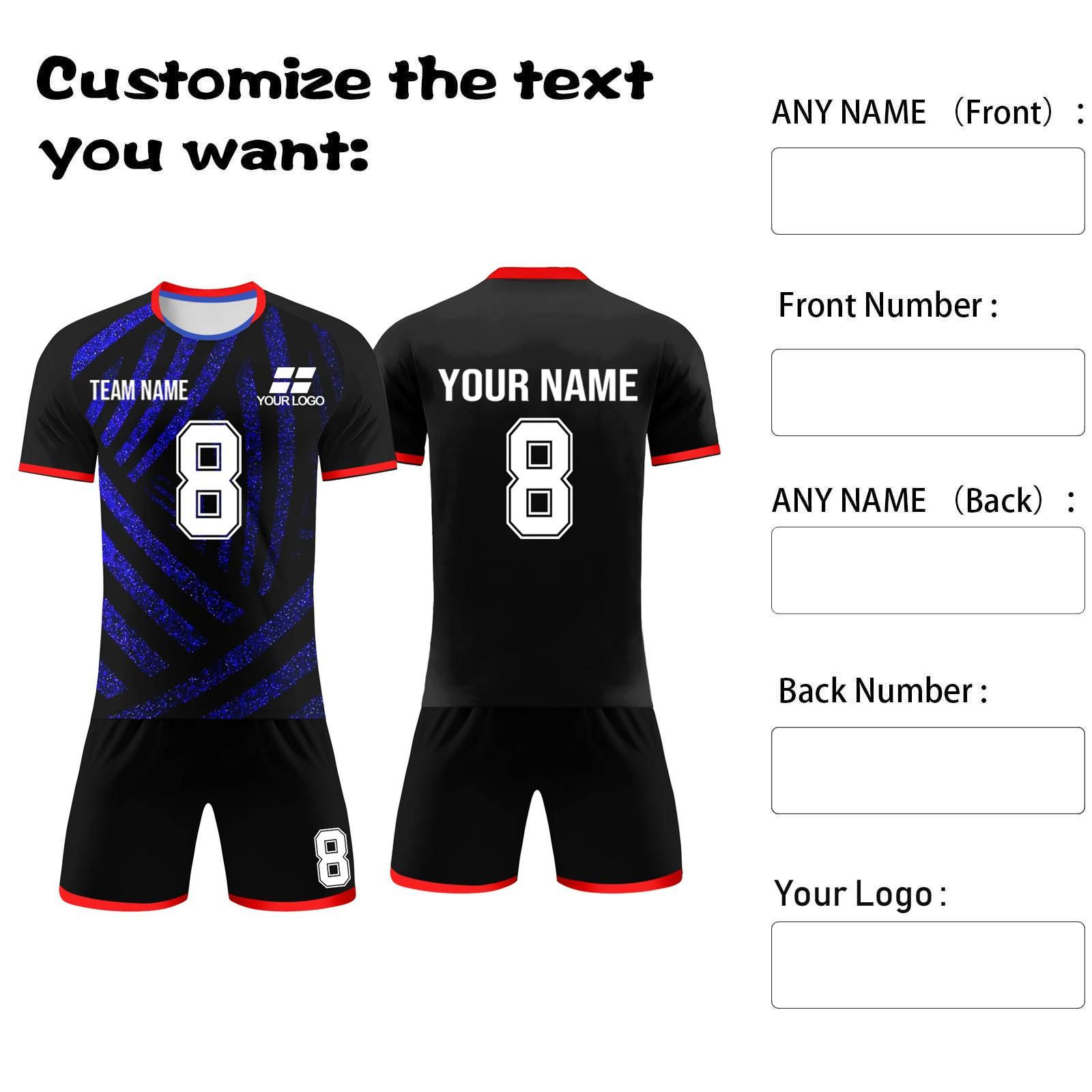 

Customizable Soccer Uniform Set Personalized Team Jersey and Shorts Kit for Adults and Youth, Breathable Fabric S