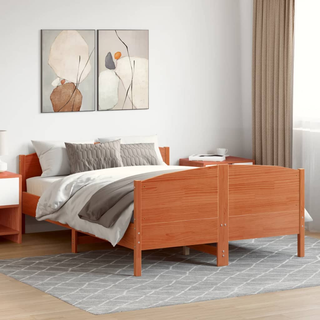 Vidaxl Rama Łóżka Bez Materaca, Woskowy Brąz, 120X190 Cm, Sosnowa