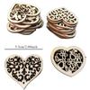 50/100pcs Wood Crafts Hollow Carved Flowers Love Wood Chip Hole Ornaments DIY Jewelry Accessories Home Decoration Pendants