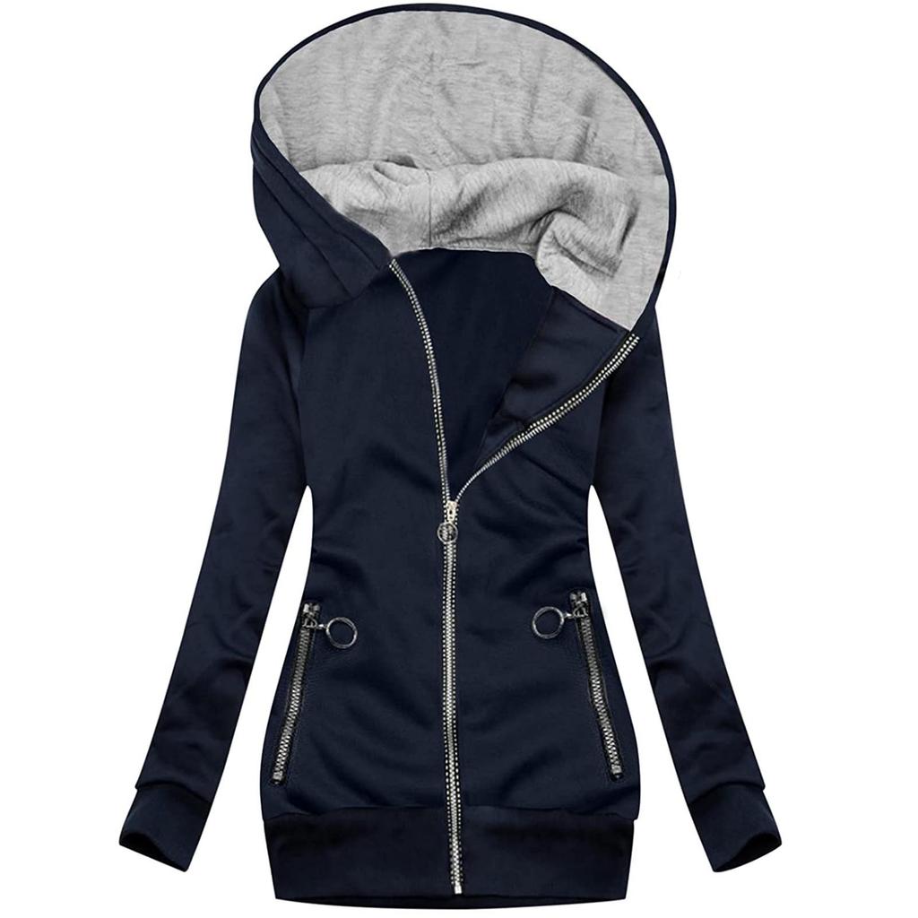Womens Fashion Patchwork Pullover Tops Long Sleeves Loose Coat Casual Jackets