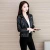 2025 Women's Slim Fit PU Leather Jacket - Short, Plus Size, Korean Style, Trendy Outerwear for Spring & Autumn