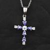 Tanzanite & White Topaz Pendant 925 Sterling Silver Platinum Plated Jewelry