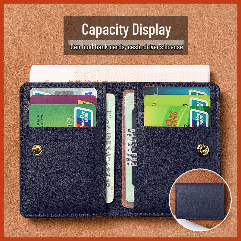 

2025 Женский компактный кошелек из мягкой кожи с застежкой-кнопкой и держателем для карт