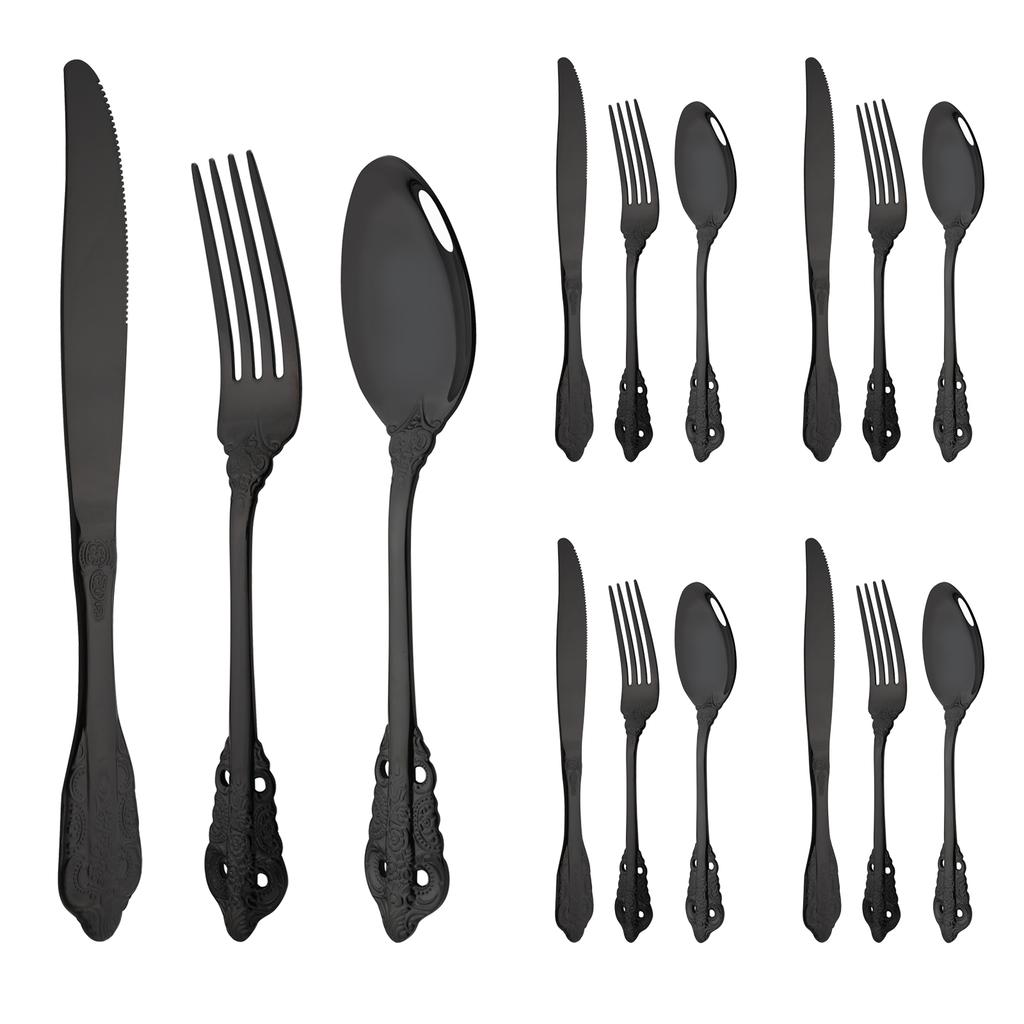 12Pcs 18/8 Stainless Steel Royal Cutlery Set Shiny Gold Dinnerware Tableware Knives Forks Spoons Western Dinner Set