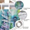 Watercolor Dragonfly Bath Curtain -Vibrant Purple Flowers &Blue Wings;Waterproof Home Decor Adds Artistic Charm To Your Bathroom
