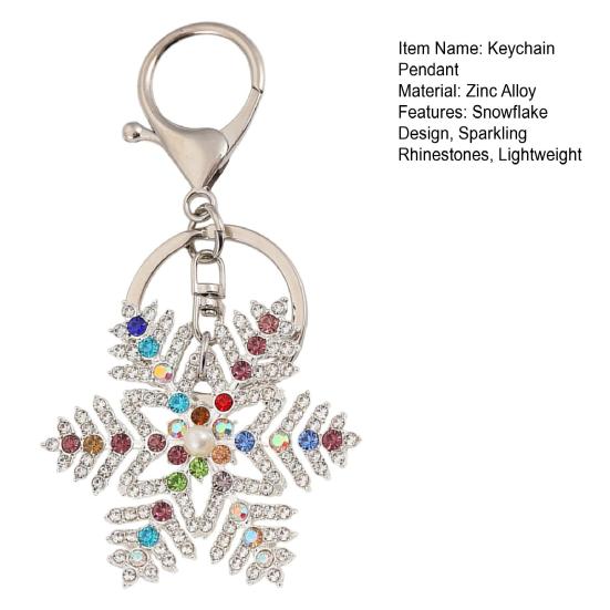Keychain Pendant Sparkling Rhinestones Inlaid Snowflake Design Key Holder with Lobster Clasp Backpacks Car Accessory