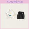Summer Boys Kids Cartoon Letter Print Short Sleeve Shirt And Shorts Set For Active Play
