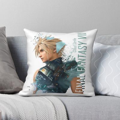 Cloud Strife Final Fantasy Square Kissenbezug Polyester Leinen Samt Bedruckt Reißverschluss Deko Wurfkissenbezug Sofakissenbezug