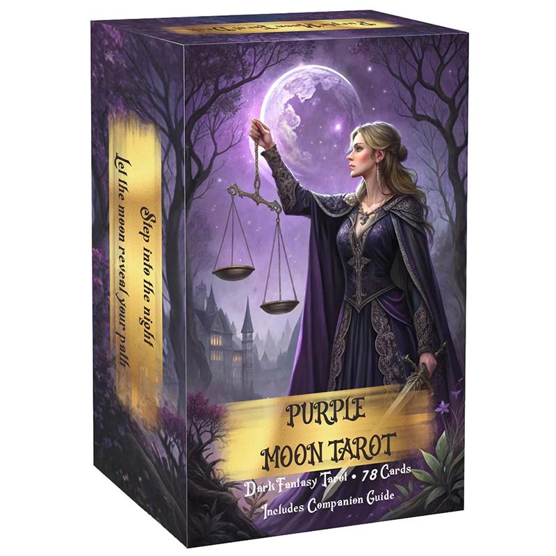 Tarotová sada Karet Fialového Měsíce 78 karet Temný Fantasy Tarotový Set S Průvodcem Gotický Měsíc Tematické Karty Věštění Pro Začátečníky