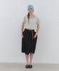 Cluny Muse Shirring Flare Long Skirt - Black