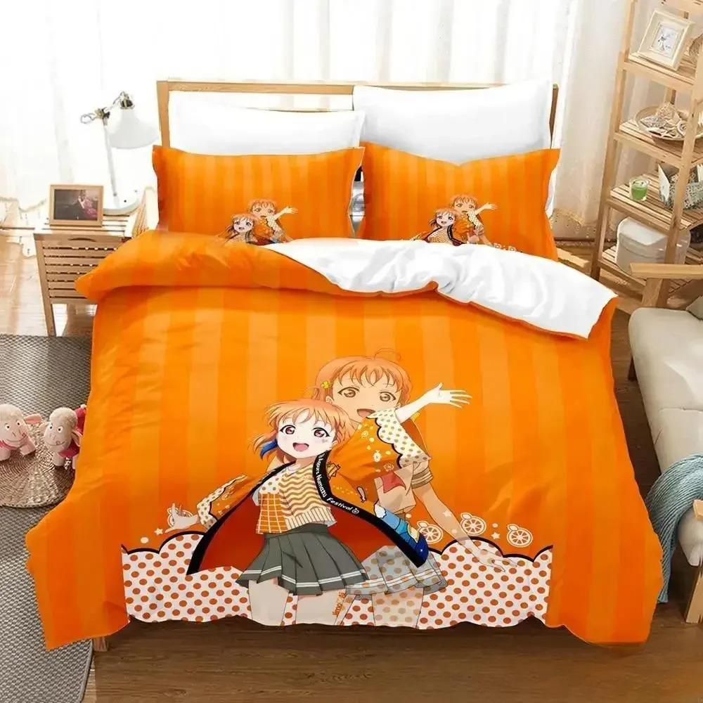 3D Print Anime LoveLive! Sunshine! Bedding Set Duvet Cover Bed Set Quilt Cover Pillowcase Comforter king Queen Size Boys Adult