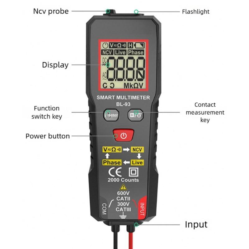Intelligent Anti Burn Digital Multimeter Portable Suitable For Electrical Safety With Overload Protected Voltages Tester