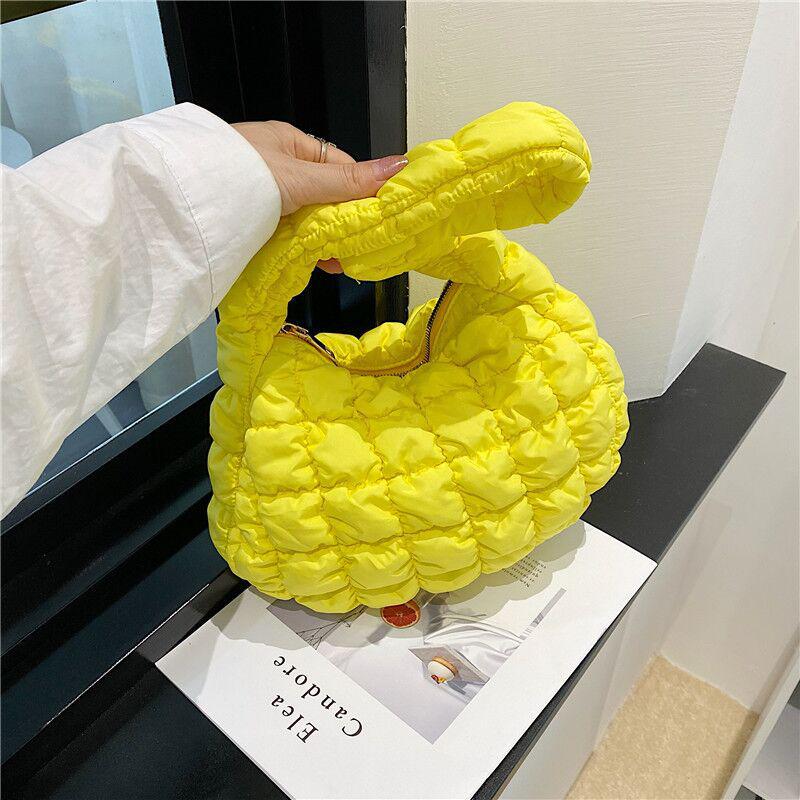 

Korean Style Cloud Pleats Cotton Jacket Bag for Girls - Versatile Large Capacity Dumpling Shoulder Handbag