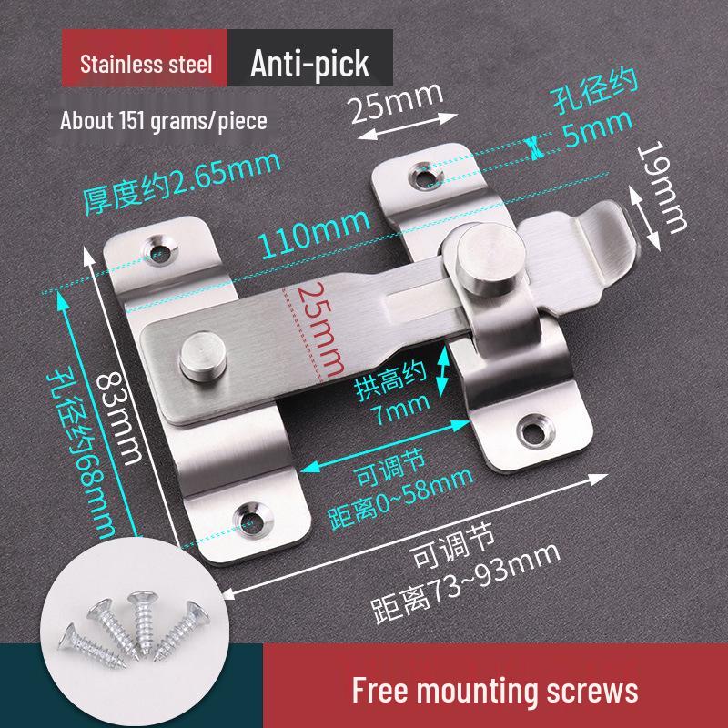 Old-Fashioned No-Drill Sliding Door Latch & Anti-Theft Bolt