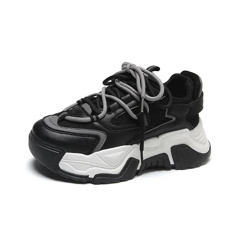 Lace up Wedge Platform Shoes For Women Casual Chunky Sneakers Female Fashion Warm Walking Shoes Trainers Dad Shoes Woman2024