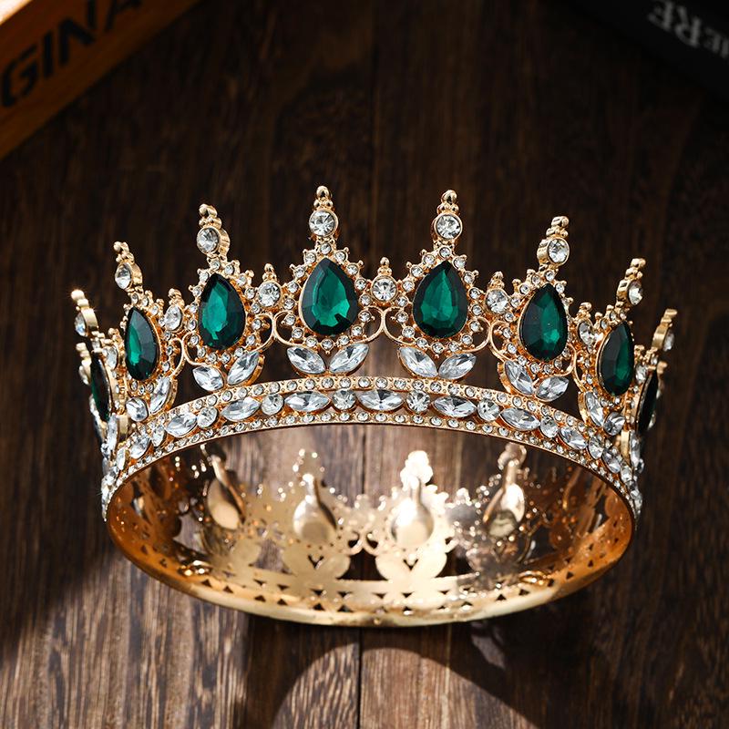 Baroque Alloy Teardrop Crown Headpiece for Bridal Photography and Coming-of-Age Celebrations