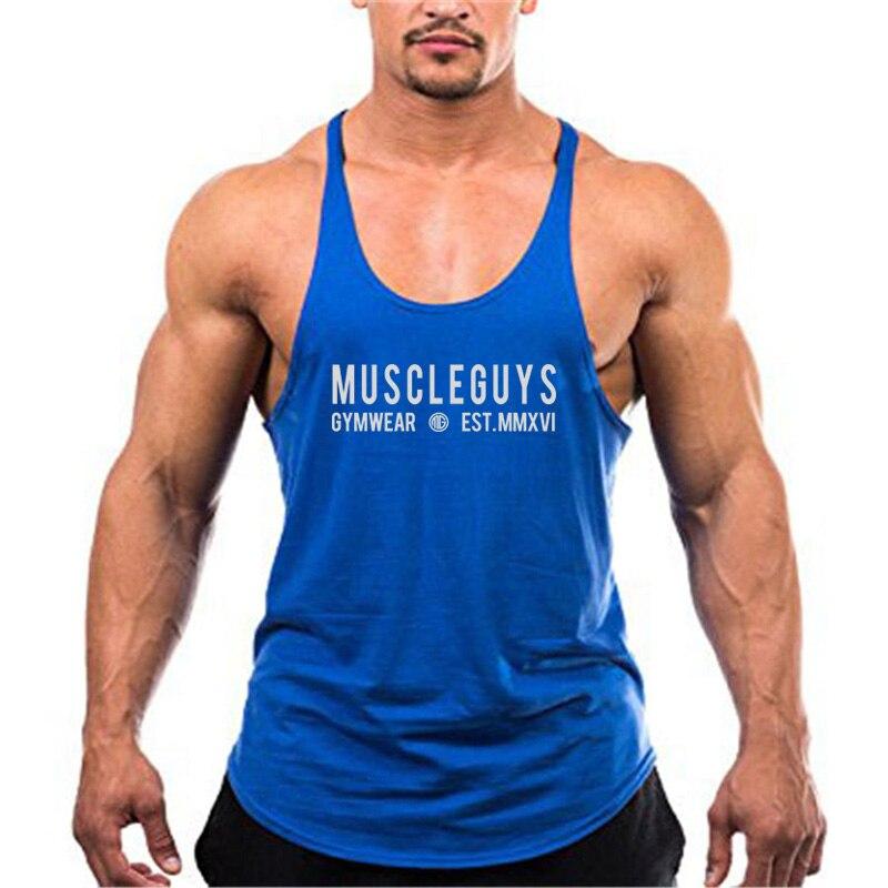 Muscleguys - Tricou fără mâneci pentru antrenament pentru culturism, fitness, în formă de Y, largi, respirabil, care absorb transpirația