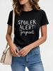 [Pregnancy Announcement Tee] Pregnancy Announcement Spoiler Alert Print T-shirt - Women's Short Sleeve Crew Neck Casual Top