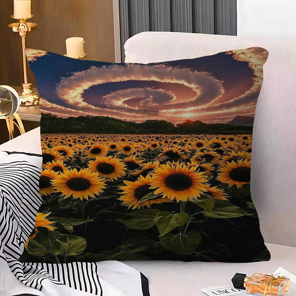 Nature Blue Sky Cloud Sunflower 45*45cm Cushion Cover Pillow Cover Decor Pillowcase Home Pillowcase For Couch Pillow