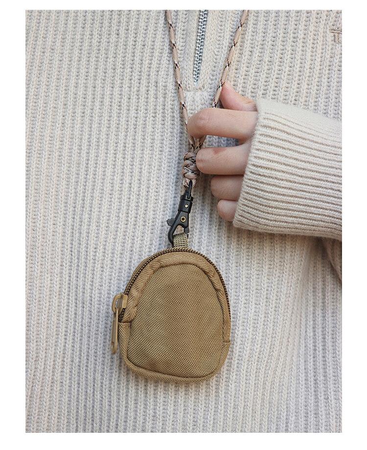 Originální japonská ležérní plátěná mini peněženka na mince na krk se zipem, pouzdro na Bluetooth sluchátka, pánská a dámská ins klíčenka, malá taštička se šňůrkou