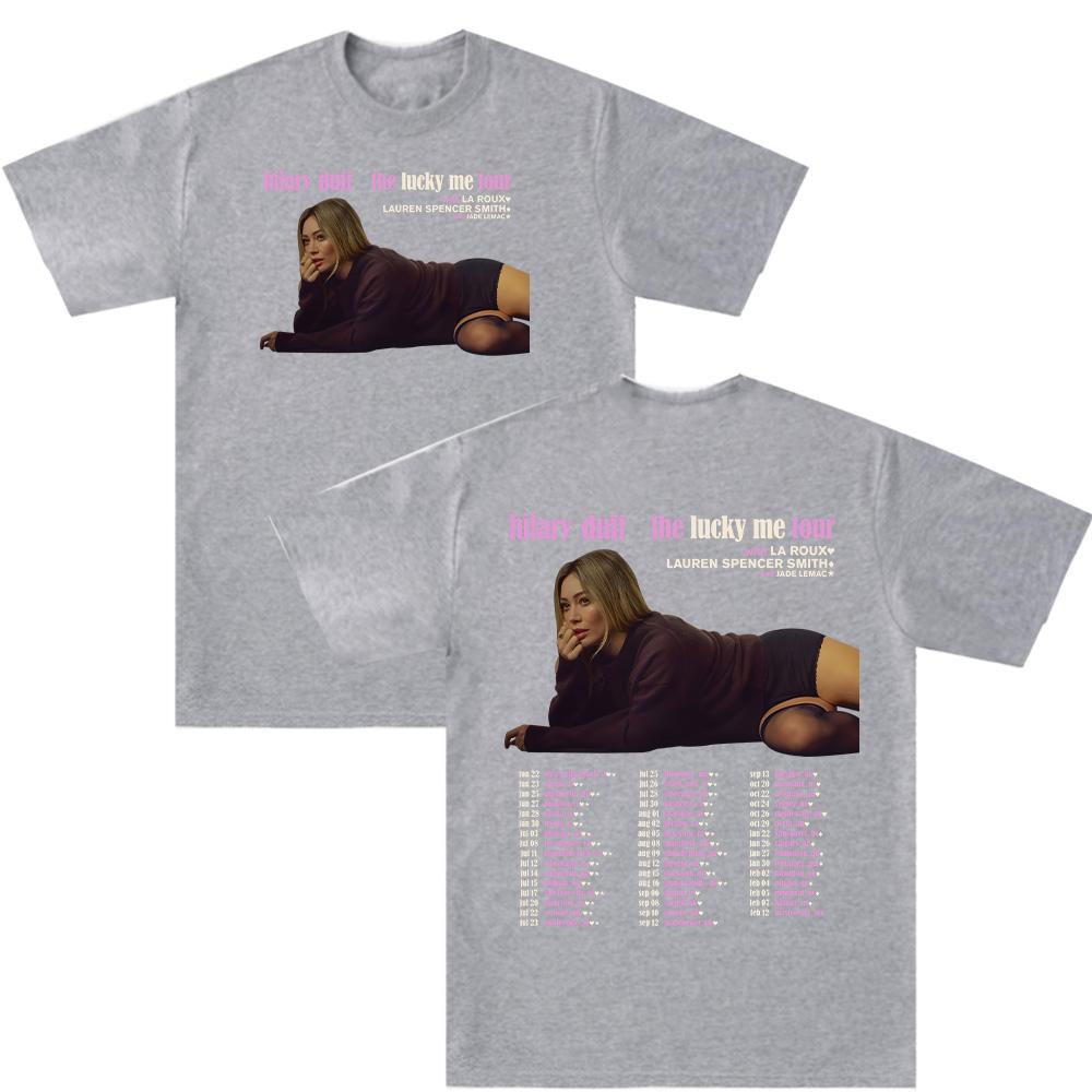 

Hilary Duff The Lucky Me Tour Tshirts 202 New High Quality Cotton Tees Unisex Women Pop Music Fashion Oversized Graphic T Shirts 4XL
