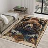 Flannel Printed Bear Lodge Rug Rustic Wildlife Design Living Room Carpet Soft Fleece Floor Mat Country Home Decor Unique Area