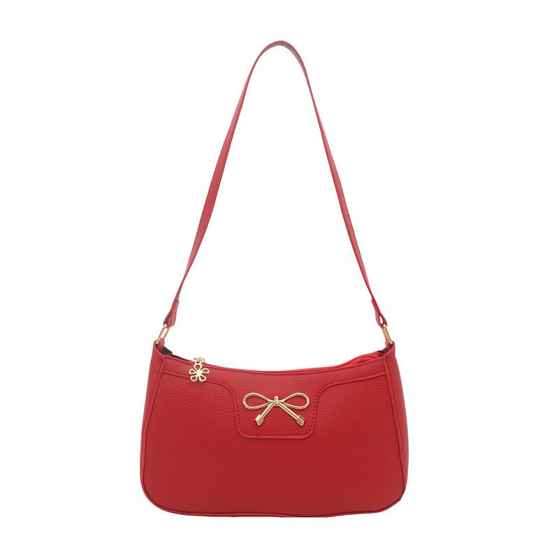 

Fashion bow underarm bag women s new shoulder texture commuter backpack women s bag червоний