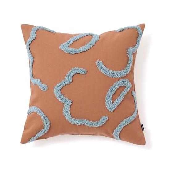 Francfranc Tufted Drawing Cushion Cover 45cm x 45cm Brown x Blue (C-055)