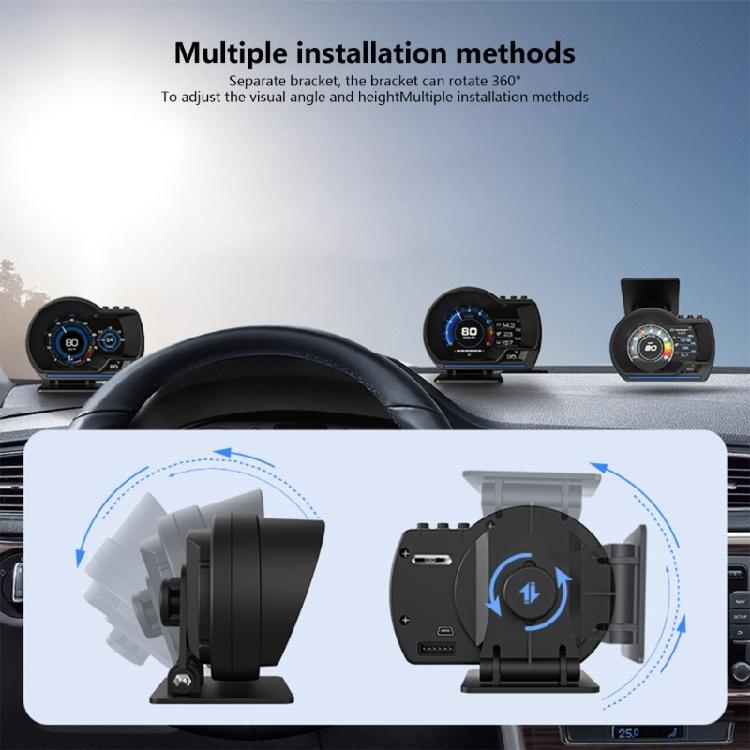 Digital Dashboard Instrument Car Windshield Display Unit Adjustable Mount OBD System Integration Measurement