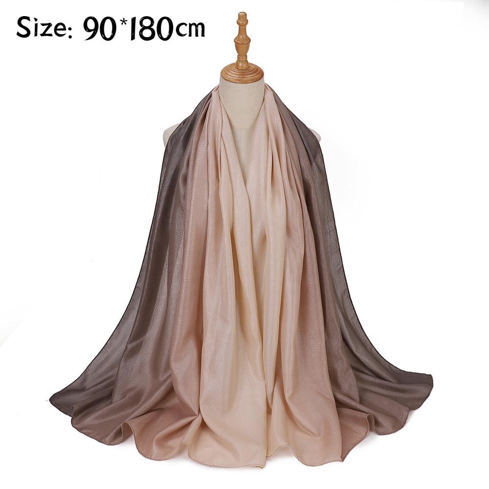 New Silk Hand Gradient Fashion Hijab Scarf Indonesian Malay Silver Scarf Raya Hijab