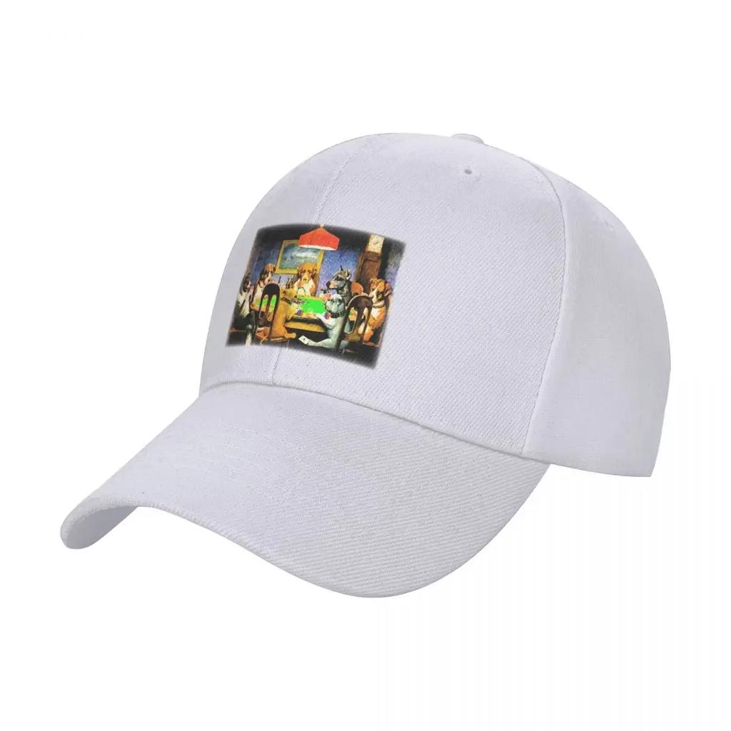 Bunch of Bluffing Dogs on a Poker Night With Water Paper Filter Baseball Cap Military Cap Unisex Big Size Hat Unisex Women's