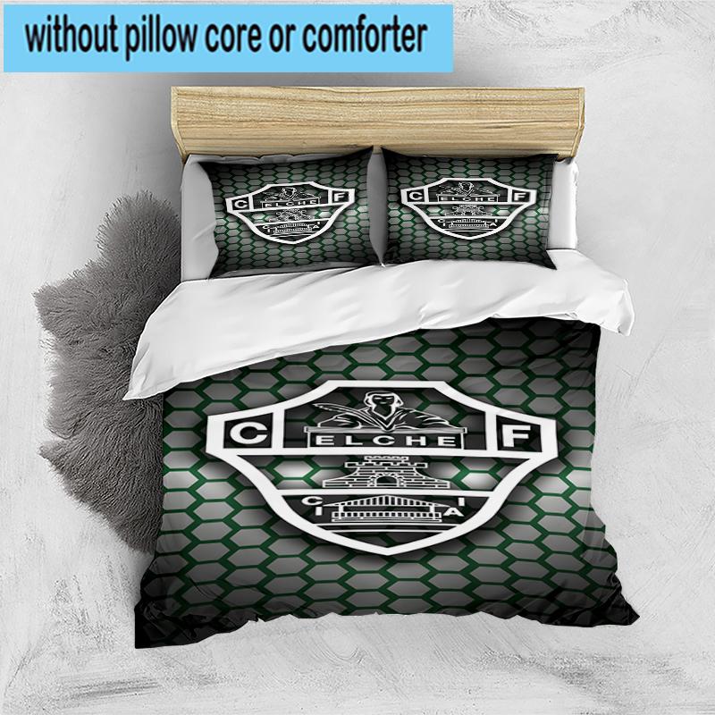 3PCS Football Elche Crest Design Bedding Set,Including 1pc Duvet Cover And 2pcs Pillowcases Perfect for Bedroom, Dormitory, Fan Christmas gift
