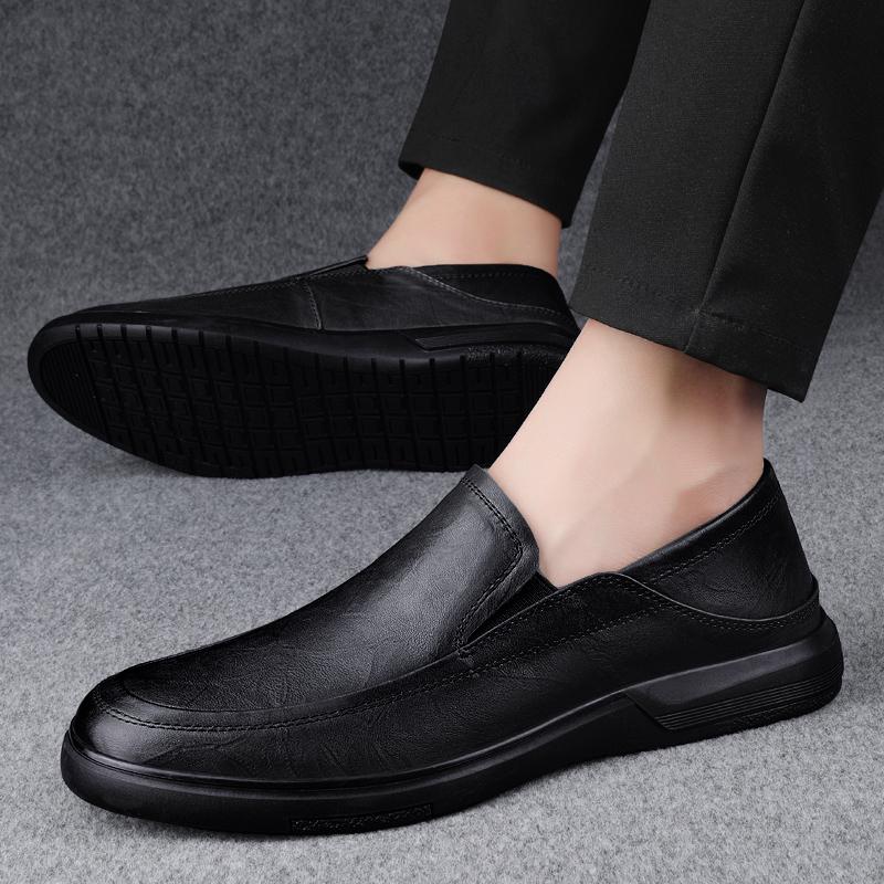 Fashion Spring Autumn Men's Leather Casual Shoes Soft Leisure Flats Daily Slip-on Loafers Outdoor Non-slip Flat Men Driving Shoes Men