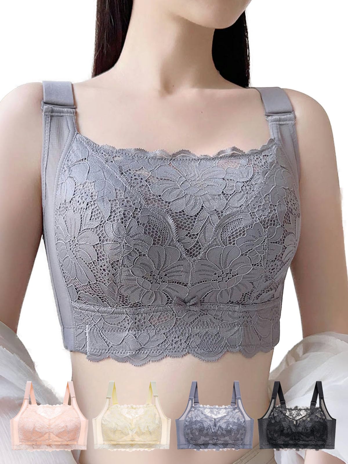 

Маленький бюстгальтер с высокой посадкой для большой груди, беспроводной, плюс самый милый бюстгальтер, чтобы сделать вашу грудь нежной. Кружевной дизайн создает естественный стройнящий [veimia] фиолетовый